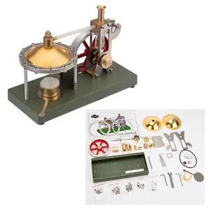 CubiMythx ENJOMOR DIY Assembly Steam Engine Kit Retro Vertical Steam Engine Model with Spherical Boiler Support and Additional Load