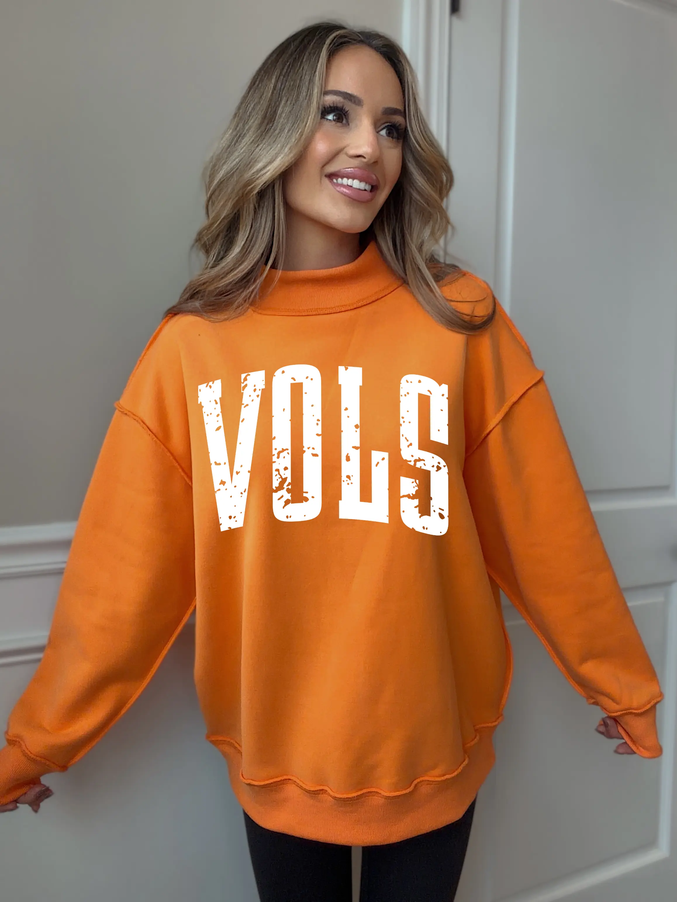 Women's Tilly VOLS Reversible Oversized Mockneck Crew Sweatshirt, Chic, Comfortable Fabric, Fits Everyday Wear, Casual, Long Sleeve