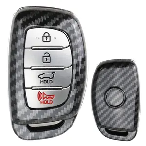 iJDMTOY Black Carbon Fiber Pattern Finish Exact Fit Hard Cover Shell For 2014-2021 Hyundai Tucson Smart Keyless Fob