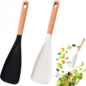 Multifunctional Spatula, Wooden-Handled Silicone Spatula, Multifunctional Spatula, BPA-Free, One-Piece Design, Silicone Head, Ideal for Stirring, Stir-Frying, Scooping, Flipping, and Serving Food, Baking Mixing Tool, Heat Resistant Spatula