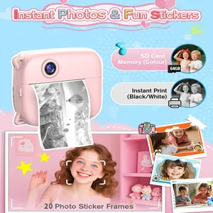 Kids Camera Instant Print] Kids Camera Instant Print | Portable Travel Digital Toy with 720P Video | Comes with 1 Rolls Printing Paper for 4-12 Boys Girls Birthday Halloween