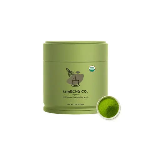 Umacha Co. Organic First Harvest Ceremonial Matcha Green Tea Powder 30g USDA Certified Beverage Ceremonial Grade Green Tea Powder,Traditional Green Tea, Bright Green Matcha