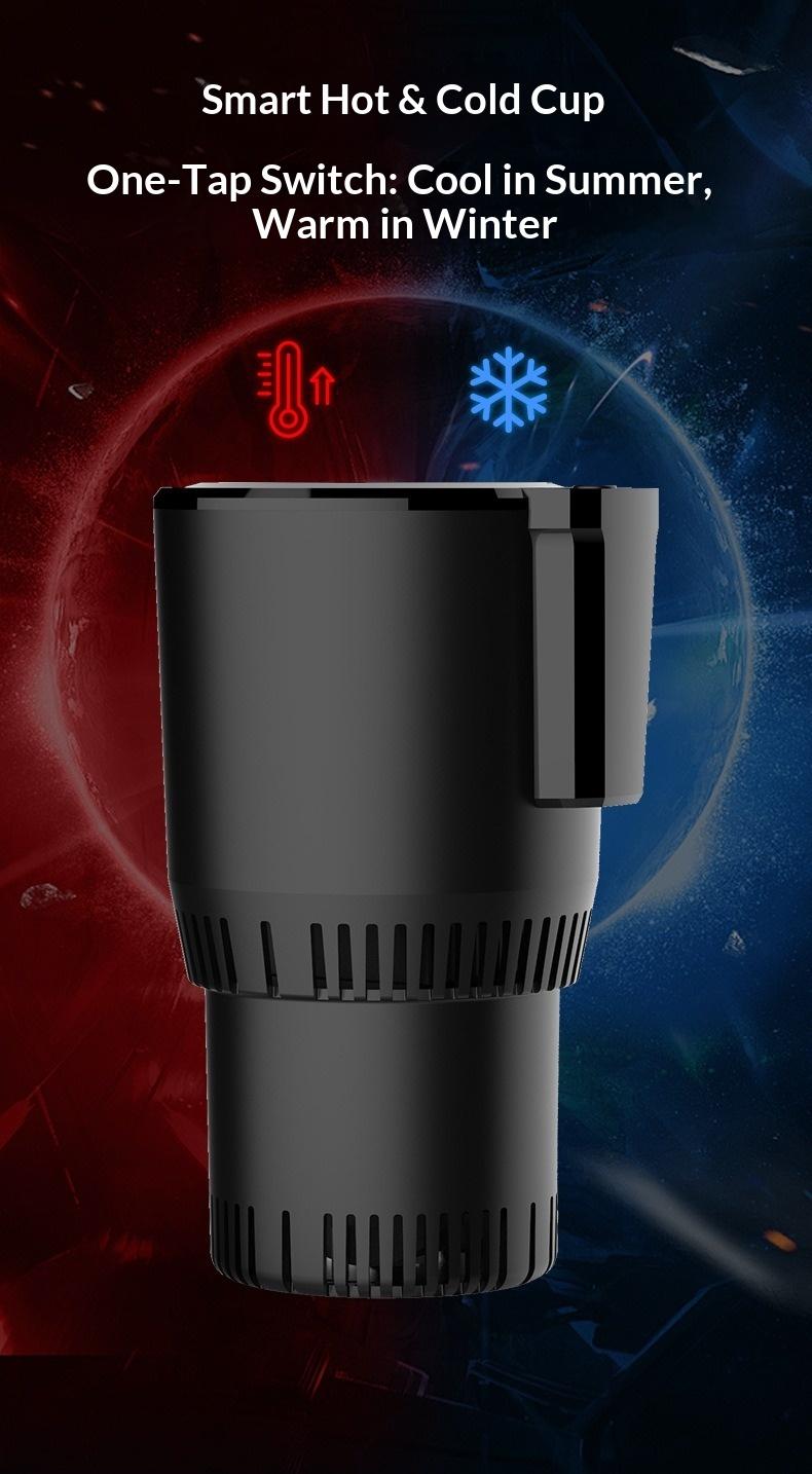 Recent smart temperature-controlled cup with TEC cooling and heating technology. Cools in 15 mins to 2-7°C, heats in 8 mins to 58-70°C. Portable, quiet, compatible with various containers. Ideal for car, office, home, and outdoor use.