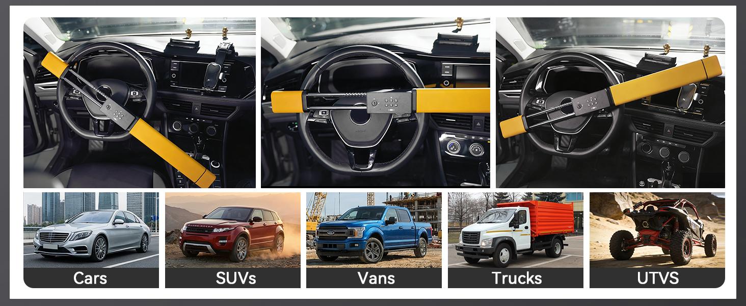 Porbi AI Steering Wheel Lock with Password + IC Card + Keys Unlocking, Heavy-duty Car Anti-theft Device with Incorrect Entry Alarm & Anti-Tamper Alarm, Fits 8.9–16" Truck Van SUV Car Wheels, Yellow Porbi AI Steering Wheel Lock with Password + IC Card + Keys Unlocking, Heavy-duty Car Anti-theft Device with Incorrect Entry Alarm & Anti-Tamper Alarm, Fits 8.9–16" Truck Van SUV Car Wheels, Yellow
