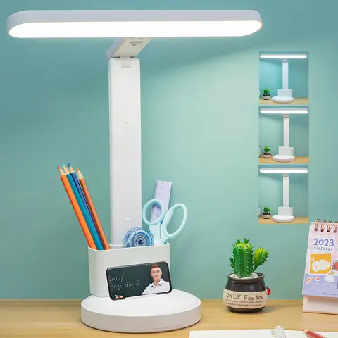 Dimmable Warm White LED Table Lamp - USB-Powered, Eye-Caring Technology, Adjustable Lighting Modes, Sensitive Control, Foldable Portable, Adjustable Angles for Optimal Lighting, ABS Plastic Base & Shade, for Bedroom Home Office (Ages 3+ 3 Years and Up)