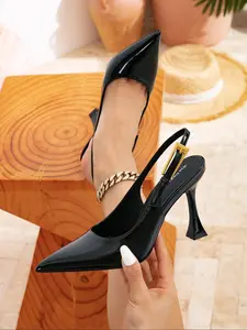 Women's Fashionable Solid Color Pointed Toe High Heel Shoes, Elegant Square Buckle Design Stiletto Heels for Party, Daily Clothing Decor for Women & Girls, Classy