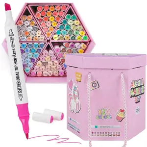 Mother's Day Gift  Alcohol Markers, 120 Colors Premium Hexagonal Markers Set Gift Box for Artists, Students, Adults, Artists in Coloring & Drawing