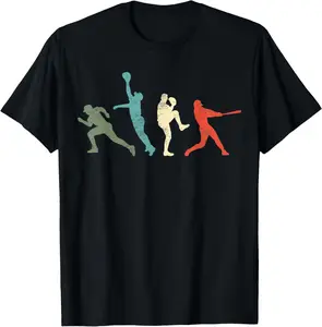 Vintage Classic Cotton Short-Sleeve Round Neck Baseball T-Shirt - Stylish Retro Catcher-Pitcher-Batter Graphic Prints, Sporty Summer Casual Sports Tops