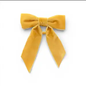 GOLD VELVET BOW NAPKIN RINGS SET OF 2 Elegant Mustard Yellow Velvet Bow Napkin Holders for Table Decor