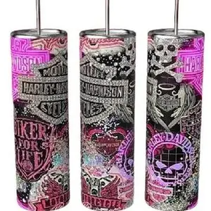 Biker For Life 20oz Stainless Steel Tumbler with Insulated Lid Straw, Hand Wash Only, High Quality Drinkware, Do Not Microwave, Reusable