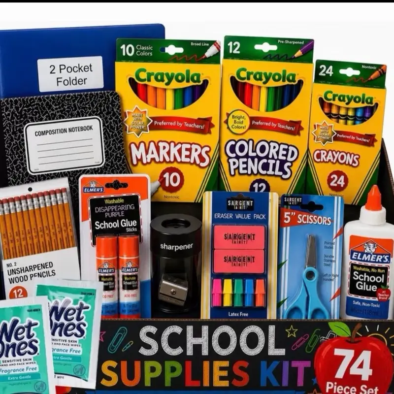 74-Piece Bulk School Supplies Kit for Students, Back-to-School Essentials