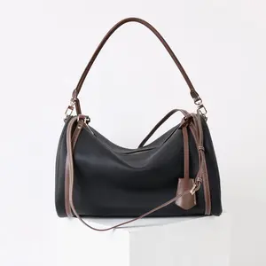 Niche Large Capacity Boston Pillow Bag Versatile Commuting Texture Top Layer Cowhide Handbag Shoulder Crossbody Genuine Leather Women's Bag