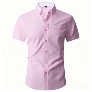 Men’s summer classic slim-fit short-sleeve shirt—classic colors for casual and business wear; comfortable fabric; available in multiple colors for easy pairing; suitable for leisure, outdoor activities, and various business occasions. fathersdaygift