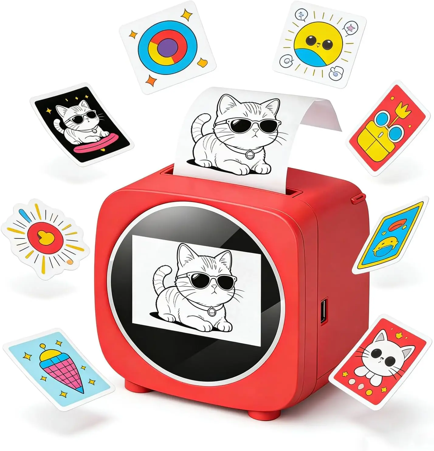 AI Voice Sticker Printer with Screen - Mini Inkless Thermal Sticker Maker, Portable Talk-to-Print Inkless Photo Printer for Journals, DIY Crafts, Inkless Photo Printers