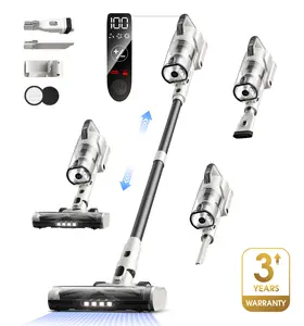 50Kpa Cordless Vacuum Cleaner 600W 60 Mins Runtime 2.5H Fast Charging Self-Standing LED Light Touch Screen Stick Vacuum for Home Light Weight,for Pet Hair/Carpet/Floor, White