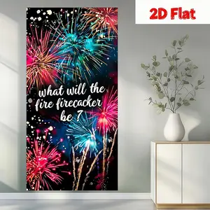 2D flat banner, 1pc Fireworks Display Celebration Theme Party photography backdrop - Large hanging fabric, in a doorfold style, made of polyester, with high-quality printing, suitable for birthday parties, events, festivals, gatherings, etc.