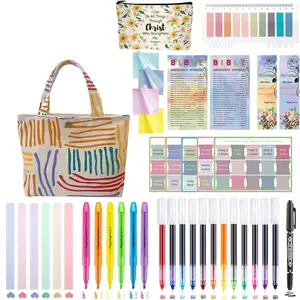 Bible Study Supplies Kit for Women, Bible Journaling Kit with Pink Tote Bags, Pen Case, Pens and Highlighters No Bleed, Book Annotation Set