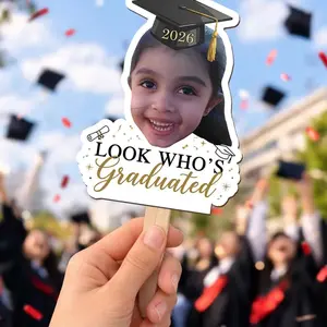 Look Who's Graduated Hand Fan, Custom Graduation Hand Fan, Custom Vintage Childhood Photo Graduation Fan, Class Of 2026 Funny Face Prop