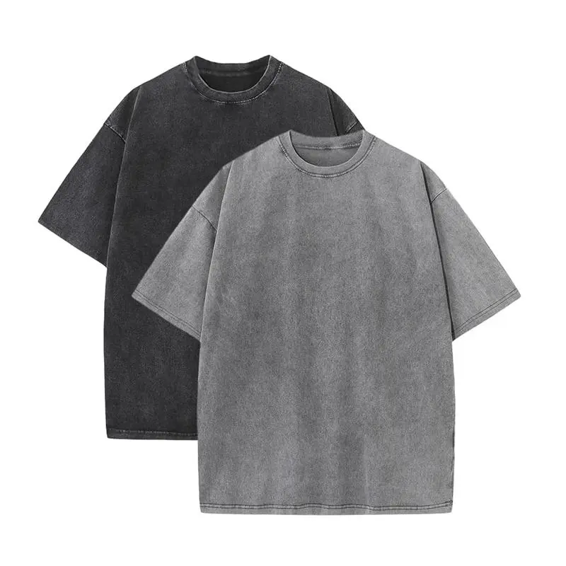 2 Pack Oversized Tshirts for Men Gym Vintage Heavyweight T Shirts Cotton Workout Acid Wash Baggy Tees