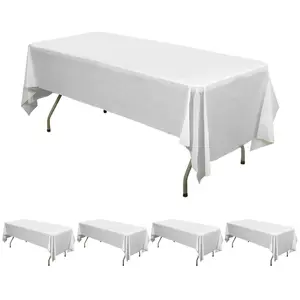 5-Pack Plastic Table Covers 54"x108" White Rectangle - PVC Waterproof Disposable Tablecloths