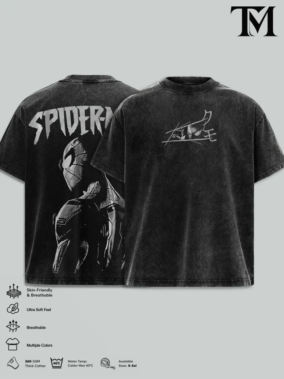 Dark Sp1dey Man Vintage Washed Graphic T-Shirt & Hoodie, Oversized Heavyweight Cotton Spider Hero Tee, Double Sided Retro Comic Streetwear Shirt, Y2K Grunge Web Slinger Aesthetic, Premium Unisex Graphic Apparel, Collector Fan Gift Merch 17F