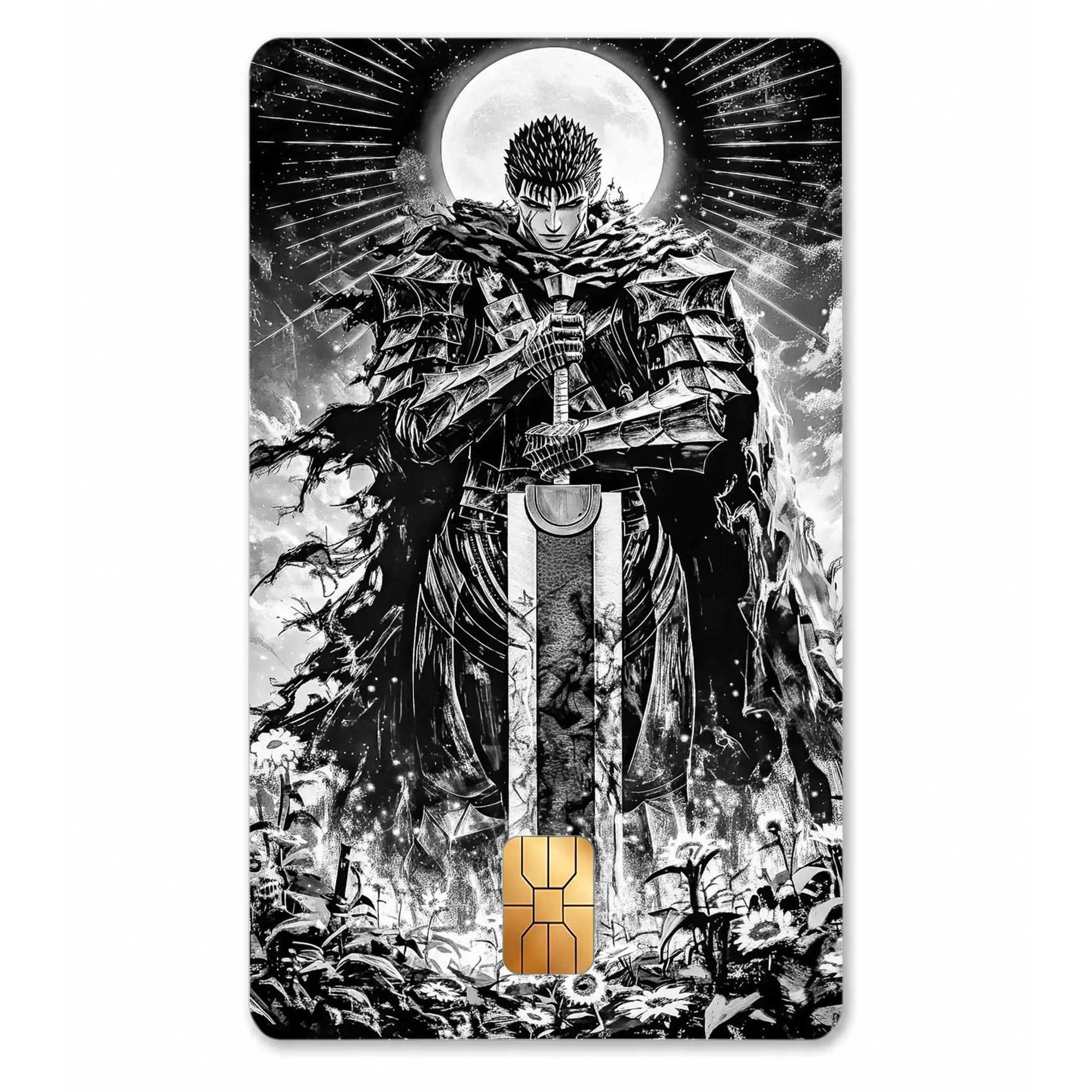 Berserker Armor Card Skin, Guts Anime Wallet Sticker, Dark Medieval Manga Credit Card Cover, Grimdark Anime Gift for Otaku Fans