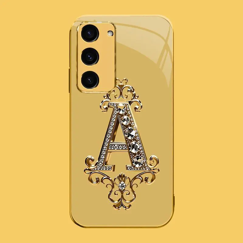 Suitable for [Galaxy S23 5g] high-end phone case🥰，Features a premium-look printed design—not actual 3D diamond studs—with all 26 letters available for you to choose from，drop-resistant and fingerprint-resistant YM99