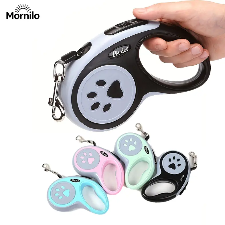 Retractable Dog Leash 3m/5m, Paw Print Automatic Retractable Leash for Small & Medium Dogs, Adjustable Outdoor Walking Lead, Lightweight Pet Leash for Daily Walks, Travel, Hiking & Training, Dog Walking Essentials
