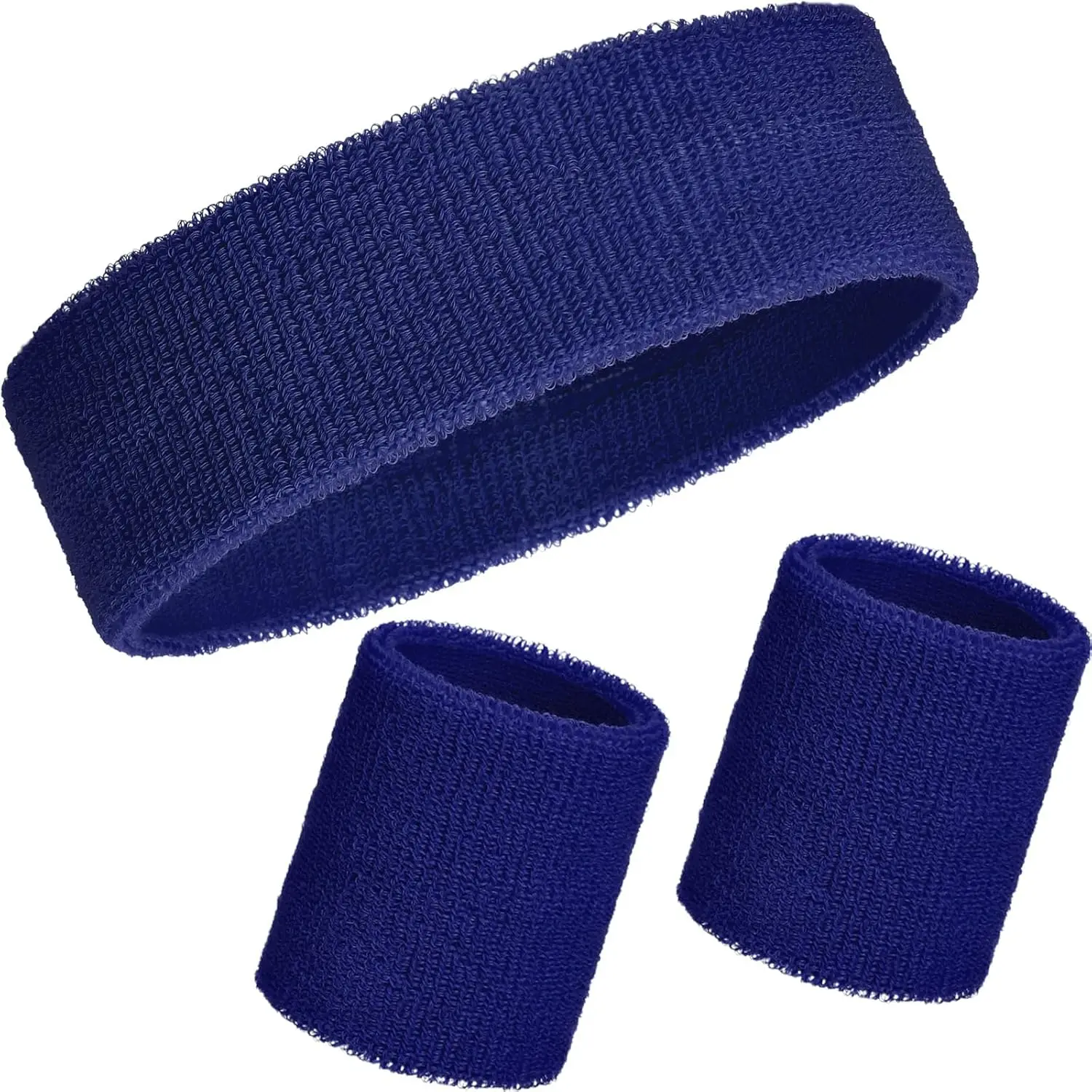 Neon Striped Sweatbands Set, 3-Piece 80s Retro Cotton Headband and Wristbands for Adults, Sweat-Absorbent for Biking & Multi-Sport, Neon Colors, Stripped Pattern, Stretch-Fit, One-Size-Fits-All