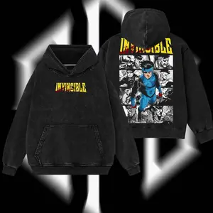 Superstyle Limited Edition Emperor Mark Grayson Invincible War Comic Double Printed Oversize Lightweight Acid Washed Tee TV Series Graphic Tee T-Shirt P40