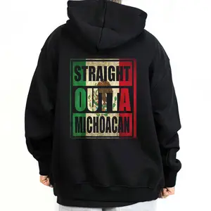 Straight Outta Michoacan Mexican Clothing Unisex Hoodie Medium Heavy Sweatshirt for Men & Women Loose Fit Cotton Polyester Fabric Graphic Tee Top S-5XL