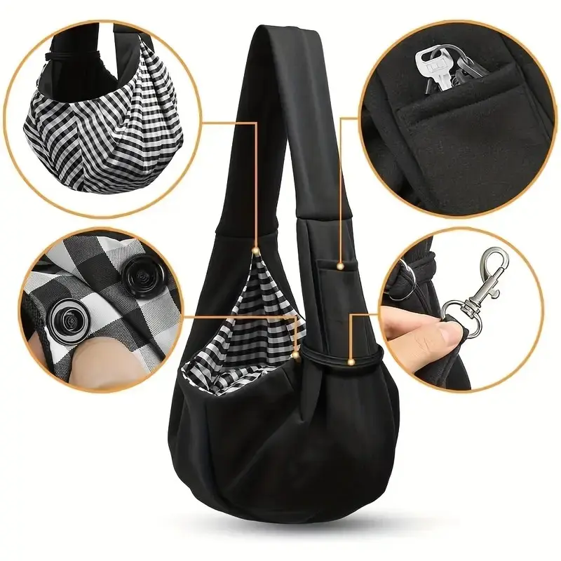 Sling Carrier for Small and Medium Pets (up to 15 lbs), with Wide Shoulder Straps, Safety Anti-Escape Leash, Breathable Design, Convenient for Outdoor Travel and Shopping, the Perfect Valentine's Day Gift.