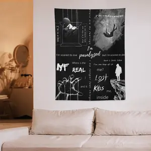 NF Real Music Rapper Wall Hanging, I’m Scared to Live Paralyzed Aesthetic Tapestry, Real Music Only NF Rap Fan Decor, Black Metal Inspired Rapper Poster, NF Hope Lyric Graphic Art
