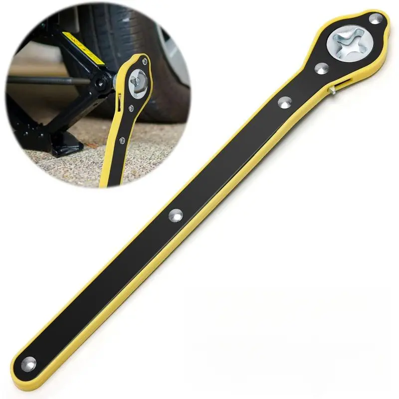 Car Jack Wrench, 360° Swivel Labor-Saving Car Jack Ratchet Wrench with Long Handle, Scissor Jack Lift Speed Handle Tool for Travel, Van, SUV and Other Vehicles