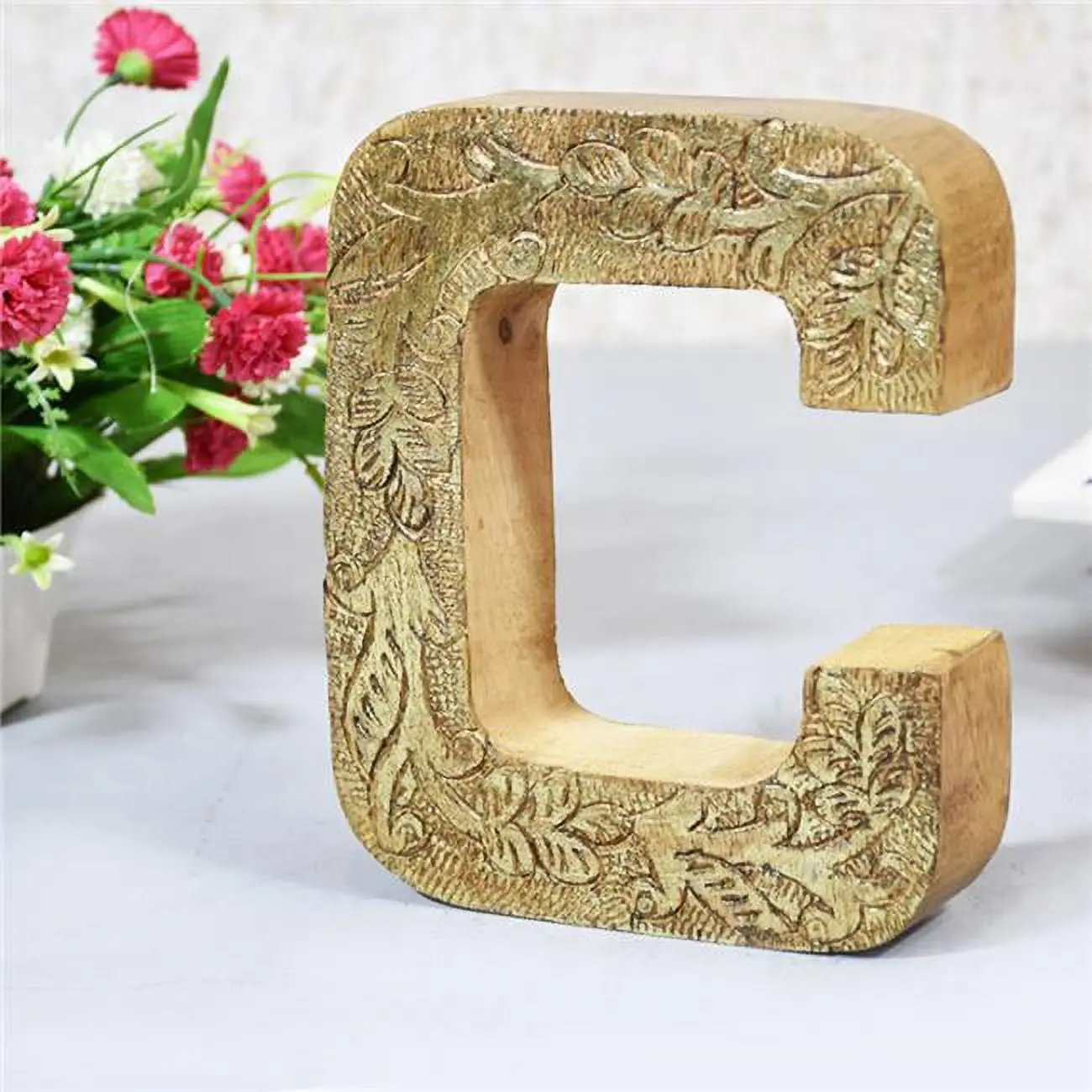 BBH Homes UBBBMH6239SCCHS Handmade Wood C Alphabet Letter Block - Eco-Friendly Modern Wall Decor, Brightening Home Room Accent with Natural Gold Foil