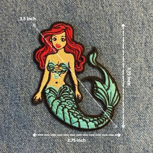 Zaroqui 3.5” Mermaid Patch Iron On Embroidered Cotton High-Quality Design for Backpacks Jackets Clothing and More Soft Comfortable Material