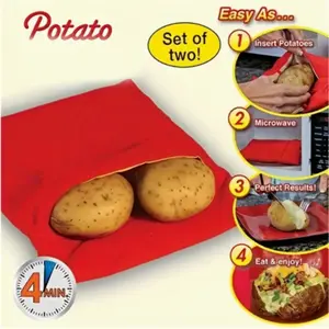 Quick Cooking Microwave Potato Bag, Reusable with Drawstring Seal, Fast Prep for Baked Potatoes, Fries, Veggies, Kitchen Gadget, Kitchen Tool