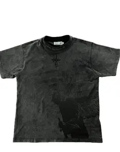 Acid Wash Streetwear Tee - Heavyweight DTG Graphic Shirt for Men | Fallen Angel Design