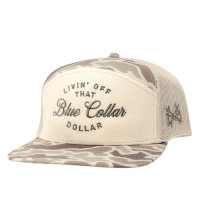 Beige blue collar