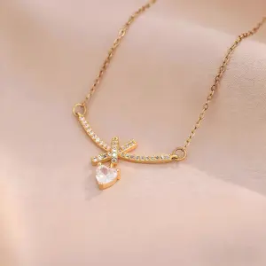 Dainty Gold Flower Cluster Necklace with Cubic Zirconia Delicate Choker Perfect Gift for Mother's Day Valentine's Day Christmas