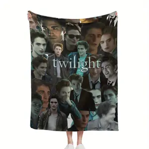 Twilight Movie-Themed Print Plush Blanket - Soft and comfortable all year round, perfect for camping and travel, stylish design.