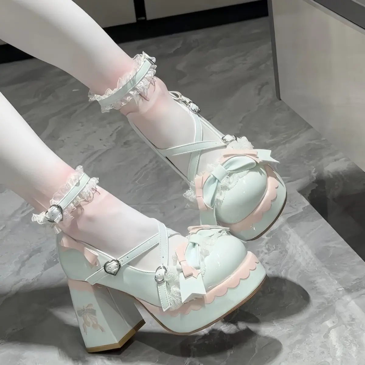 Women's High-Top Mary Janes Shoes, Stylish Lolita Fabric Platforms, Elegant JK & French Campus Style for Autumn School Season, Footwear, Classy, Satin, Bow Detail, Romantic, Cute Mary Jane Shoes, Dainty Mary Jane Shoes, French Country Mary Jane Shoes