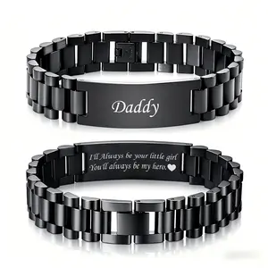 Meaningful Dad Bracelet for Men, Father's Day Gifts for Dad Husband him, Masculine Cuban Link Adjustable Bracelet accessories for men, Stainless Steel Non Tarnish jewelry , Watch Band Strap Free Gift Box and Link Removal Tool father