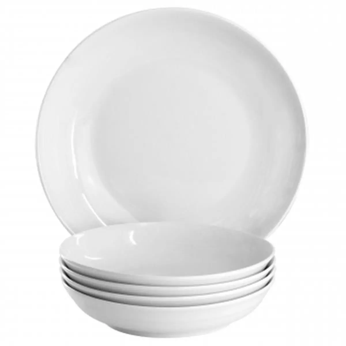 Gibson Home 142570.05 Great Essentials Fine Ceramic Serving Bowl & Pasta Bowl Set, White - 5 Piece