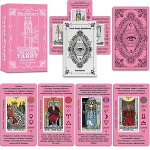 Smoostart Pink Tarot Cards with Meanings Tarot Cards Deck with Guidebook for Beginners Keywords Element Planet Zodiac Chakra Yes or No Hebrew Alphabet Musical Pitch Numerology