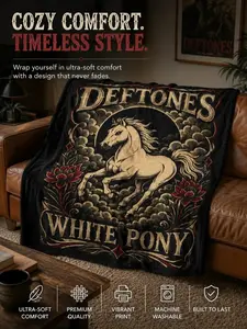 Deftones White Pony Throw Blanket Gothic Horse Blanket Alternative Rock Home Decor Ultra Soft Cozy Fleece Blanket Music Inspired Gift Fantasy Throw Gift Birthday decor Blanket Home Office Travel Birthday Anniversary Holiday Christmas Halloween