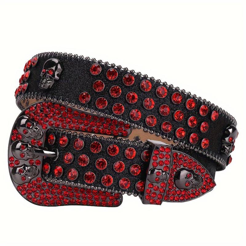 Gothic Skull Rhinestone Belt for Men & Women | Y2K Wide Statement Belt  Punk Rivet Detail & Full Crystal (TikTok Viral Designer Look) modern  belt goth  belt