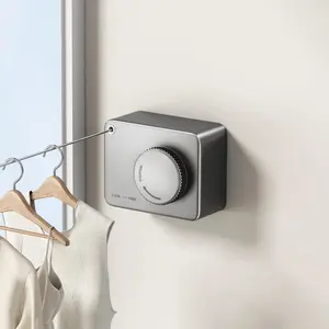 Retractable Clothesline Indoor & Outdoor Stainless Steel Heavy Duty Drying Laundry Line Wall Mounted (15.1 Feet, Grey) - Accessories Accessories