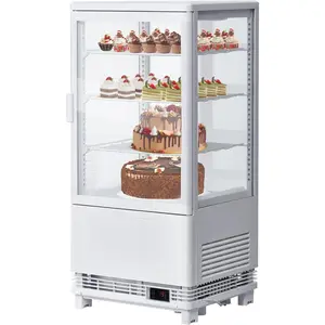 【GARVEE】Countertop Refrigerator, 2.8 Cu.Ft. Pastry Display Case for Bakery with LED, Frost-Free, Sliding Door, Commercial Fridge Display Case for Cafe and Restaurant, 3-Tier Design, White