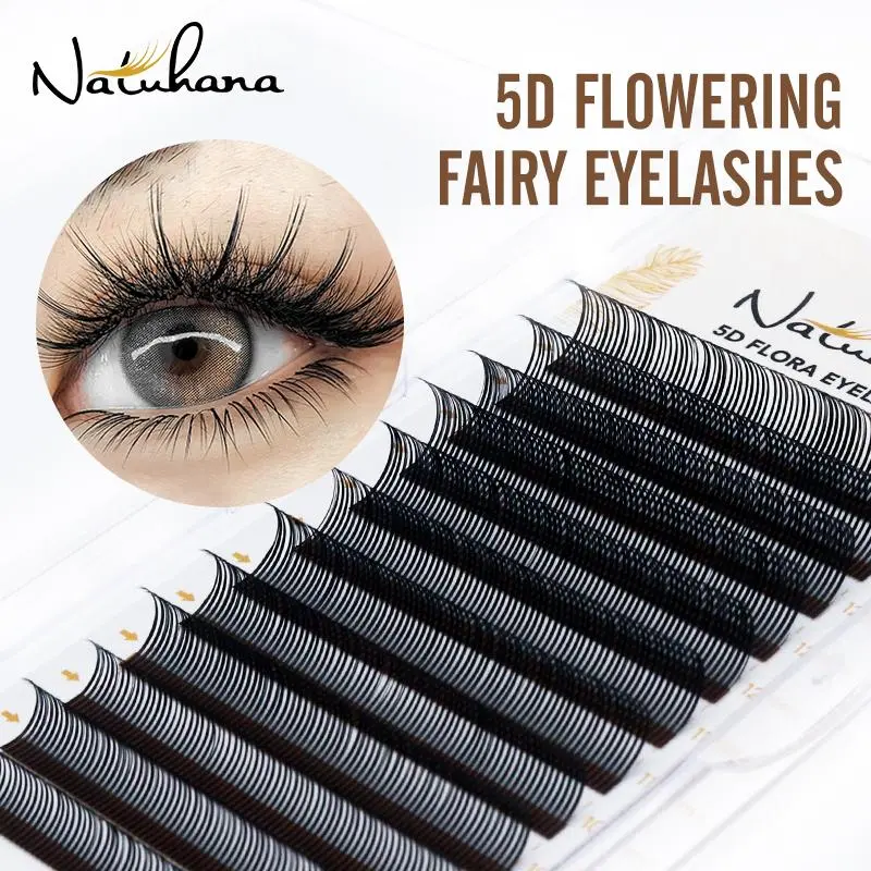 NATUHANA 5D Flora Individual Lashes Easy Fan Eyelash Extensions Volume 12 Rows W Style Natural Soft False Eyelashes 2026 New